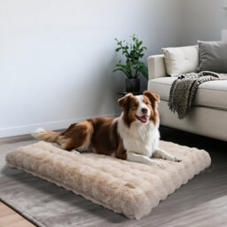 Bingopaw 105Cm Dog Bed Pet Calming Cushion Mat Washable Soft Warm Plush Mattress, Khaki Beige - thumbnail 9