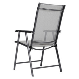 Thehotsale 150Cm L Garden Metal Slatted Coffee Table With Six Foldable Chairs Outdoor Table In Black - thumbnail 8
