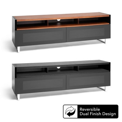 "Avf Panorama 1.6M Tv Stand - Reversible Walnut Or Black Top - Soundbar Shelf - For Tvs Up To 80""" - image 1