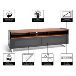 "Avf Panorama 1.6M Tv Stand - Reversible Walnut Or Black Top - Soundbar Shelf - For Tvs Up To 80""" - thumbnail 4