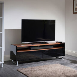 "Avf Panorama 1.6M Tv Stand - Reversible Walnut Or Black Top - Soundbar Shelf - For Tvs Up To 80""" - thumbnail 2