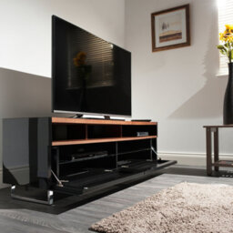 "Avf Panorama 1.6M Tv Stand - Reversible Walnut Or Black Top - Soundbar Shelf - For Tvs Up To 80""" - thumbnail 3