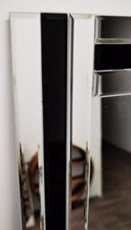 Deenz Rectangle Triple Stripes Wall Hung Mirror Glass Sleek Frame Large Bordered Edges Home Decoration Silver & Black 90 X 60 Cm - thumbnail 5
