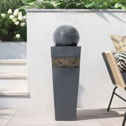 Breeins Elegant Trapezoidal Pedestal Water Fountain With Mosaic Accent, Decoration For Patio, Garden, Living Room - thumbnail 1