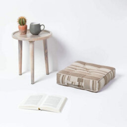 Homescapes Morocco Striped Cotton Floor Cushion Beige - thumbnail 2