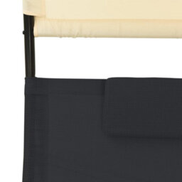 Vidaxl Double Sun Lounger With Canopy Textilene Black And Cream - thumbnail 6
