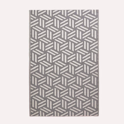 Homescapes Luna Geometric White & Grey Outdoor Rug, 240 X 300 Cm - image 1