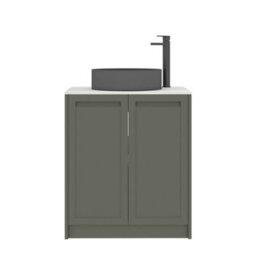 Royal Bathrooms Royal Bathroom Elmore 700mm Matt Green Freestanding Countertop Bathroom Vanity Unit 2 Door With Art Round Basin - thumbnail 7