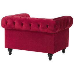Beliani Armchair Chesterfield Velvet Burgundy - thumbnail 5