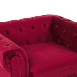 Beliani Armchair Chesterfield Velvet Burgundy - thumbnail 6