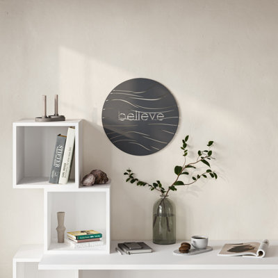 Decortie Believe Modern Metal Wall Art Home Decorative Ornament, Black - image 1