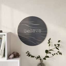Decortie Believe Modern Metal Wall Art Home Decorative Ornament, Black - thumbnail 3