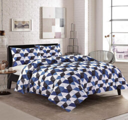 Homes & Linen Multi Colour Geometric Casper Printed Easy Care Bedding Duvet Cover Set