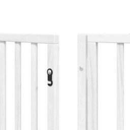 Walplus White Dog Gate With Door Foldable 6 Panels 480 Cm Poplar Wood 5 Panels + 1 Door Panel - thumbnail 9