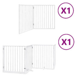Walplus White Dog Gate With Door Foldable 6 Panels 480 Cm Poplar Wood 5 Panels + 1 Door Panel - thumbnail 2