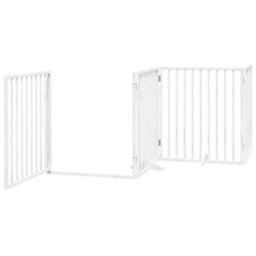 Walplus White Dog Gate With Door Foldable 6 Panels 480 Cm Poplar Wood 5 Panels + 1 Door Panel - thumbnail 4