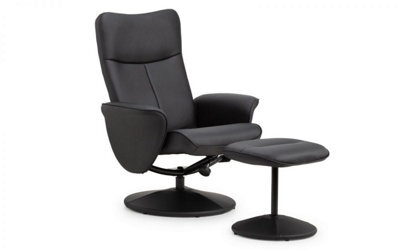 iLikeStores Black Leather Recliner And Stool - image 1