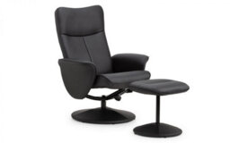 iLikeStores Black Leather Recliner And Stool - thumbnail 1
