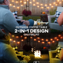Outsunny 13 Kw Rattan Fire Pit Table, Garden Fire Table For Garden, Grey - thumbnail 4