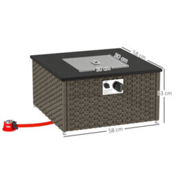 Outsunny 13 Kw Rattan Fire Pit Table, Garden Fire Table For Garden, Grey - thumbnail 3