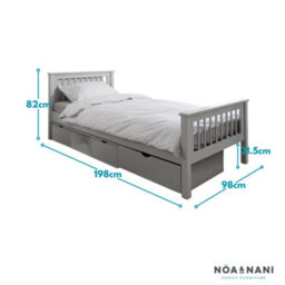 Nöa & Nani Noa & Nani Single Bed Frame With Oda Drawers In Grey Hampshire - thumbnail 8