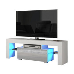 Creative Furniture Floe Tv Unit 130Cm - White & Grey Gloss Doors And Led Lights - thumbnail 3