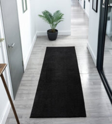 Comfy Washable Low Pile Living Room Area Rug - Anti-Slip Felt Backing Black 60Cm X 200Cm - thumbnail 1