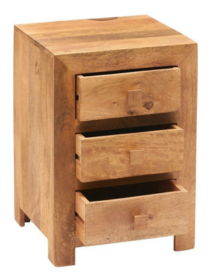 Buttercup Farm Toko Light Mango 3 Drawer Bedside - Solid Mango Wood - L40 X W42 X H62 Cm - image 1