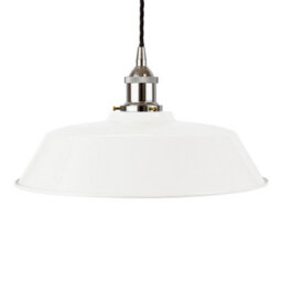 White Chancery Painted Dome Pendant Light With Nickel Lamp Holder And Black Twisted Cable - Se Home - thumbnail 1