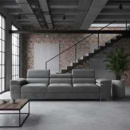 Torezio 3 Seater Sofa Bed With Adjustable Headrests And Dolphin Mechanism Grey