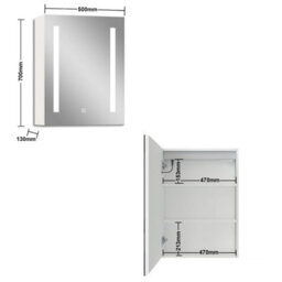 AVER-GROWTH Led Bathroom Mirror Cabinet 3 Colour Lights Dimmable Socket Demister Pad Touch/wall Switch Wall Mounted Cupboard White 50X70Cm - thumbnail 9