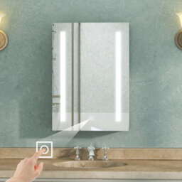 AVER-GROWTH Led Bathroom Mirror Cabinet 3 Colour Lights Dimmable Socket Demister Pad Touch/wall Switch Wall Mounted Cupboard White 50X70Cm - thumbnail 6