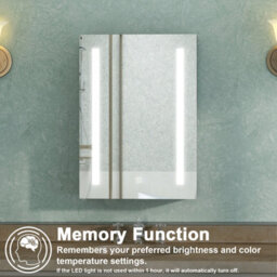 AVER-GROWTH Led Bathroom Mirror Cabinet 3 Colour Lights Dimmable Socket Demister Pad Touch/wall Switch Wall Mounted Cupboard White 50X70Cm - thumbnail 5