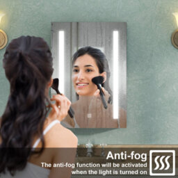 AVER-GROWTH Led Bathroom Mirror Cabinet 3 Colour Lights Dimmable Socket Demister Pad Touch/wall Switch Wall Mounted Cupboard White 50X70Cm - thumbnail 4