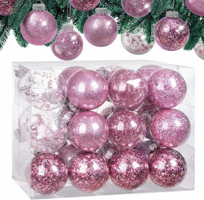 Casaria 24 Clear Fillable Christmas Baubles With Decorative Fill Included - image 1