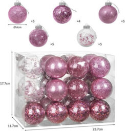 Casaria 24 Clear Fillable Christmas Baubles With Decorative Fill Included - thumbnail 2