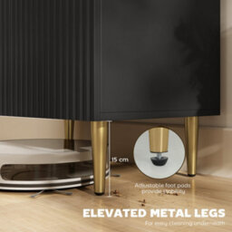Wyld Haus Sutto Black Etched Sideboard With 2 Ribbed Doors And Gold Accents, Compact 60 X 40 X 80 Cm. - thumbnail 7