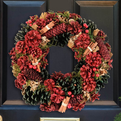 Dibor Cinnamon Pine Festive Decor Autumn-Winter Front Door Wreath Christmas Wreath 36Cm - image 1