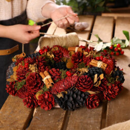 Dibor Cinnamon Pine Festive Decor Autumn-Winter Front Door Wreath Christmas Wreath 36Cm - thumbnail 5
