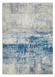 Ivory Blue Abstract Polyester Modern Soft Bedroom, Livingroom Rug - 120Cm X 180Cm - thumbnail 3