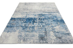 Ivory Blue Abstract Polyester Modern Soft Bedroom, Livingroom Rug - 120Cm X 180Cm - thumbnail 4