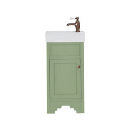 Homestylestore Pastel Green 400mm Bathroom Vanity Unit And Round Aged Bronze Handle
