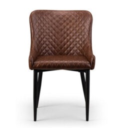Oakham Cromwell Premium Brown Faux Leather Dining Chairs - Set Of 2 - thumbnail 3