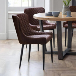 Oakham Cromwell Premium Brown Faux Leather Dining Chairs - Set Of 2 - thumbnail 4