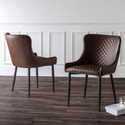 Oakham Cromwell Premium Brown Faux Leather Dining Chairs - Set Of 2 - thumbnail 5