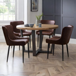 Oakham Cromwell Premium Brown Faux Leather Dining Chairs - Set Of 2 - thumbnail 6