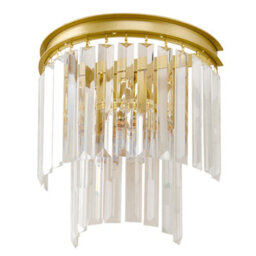 Thehotsale Elegant 2-Light E14 Crystal Glass Shade Wall Lamp With Metal Golden Finish Base - thumbnail 4