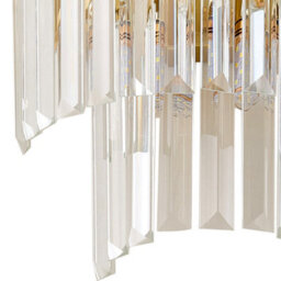 Thehotsale Elegant 2-Light E14 Crystal Glass Shade Wall Lamp With Metal Golden Finish Base - thumbnail 6