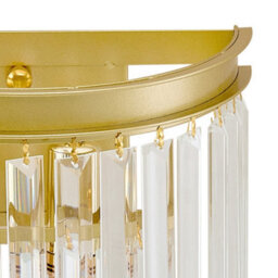 Thehotsale Elegant 2-Light E14 Crystal Glass Shade Wall Lamp With Metal Golden Finish Base - thumbnail 5