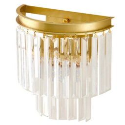 Thehotsale Elegant 2-Light E14 Crystal Glass Shade Wall Lamp With Metal Golden Finish Base - thumbnail 2